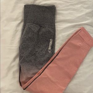 gymshark peach pink/charcoal ombré leggings